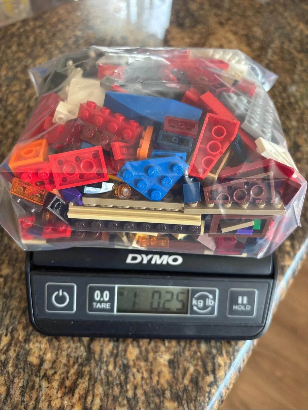 Legos Assorted Building Bricks in Beige, Navy, Red, Black. 1 1/4 pounds.